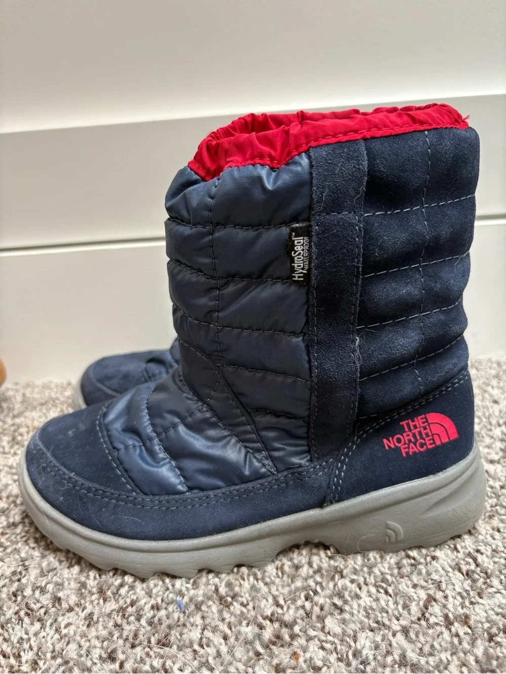 The North Face Navy with Red Lined Quilted Winter Boots